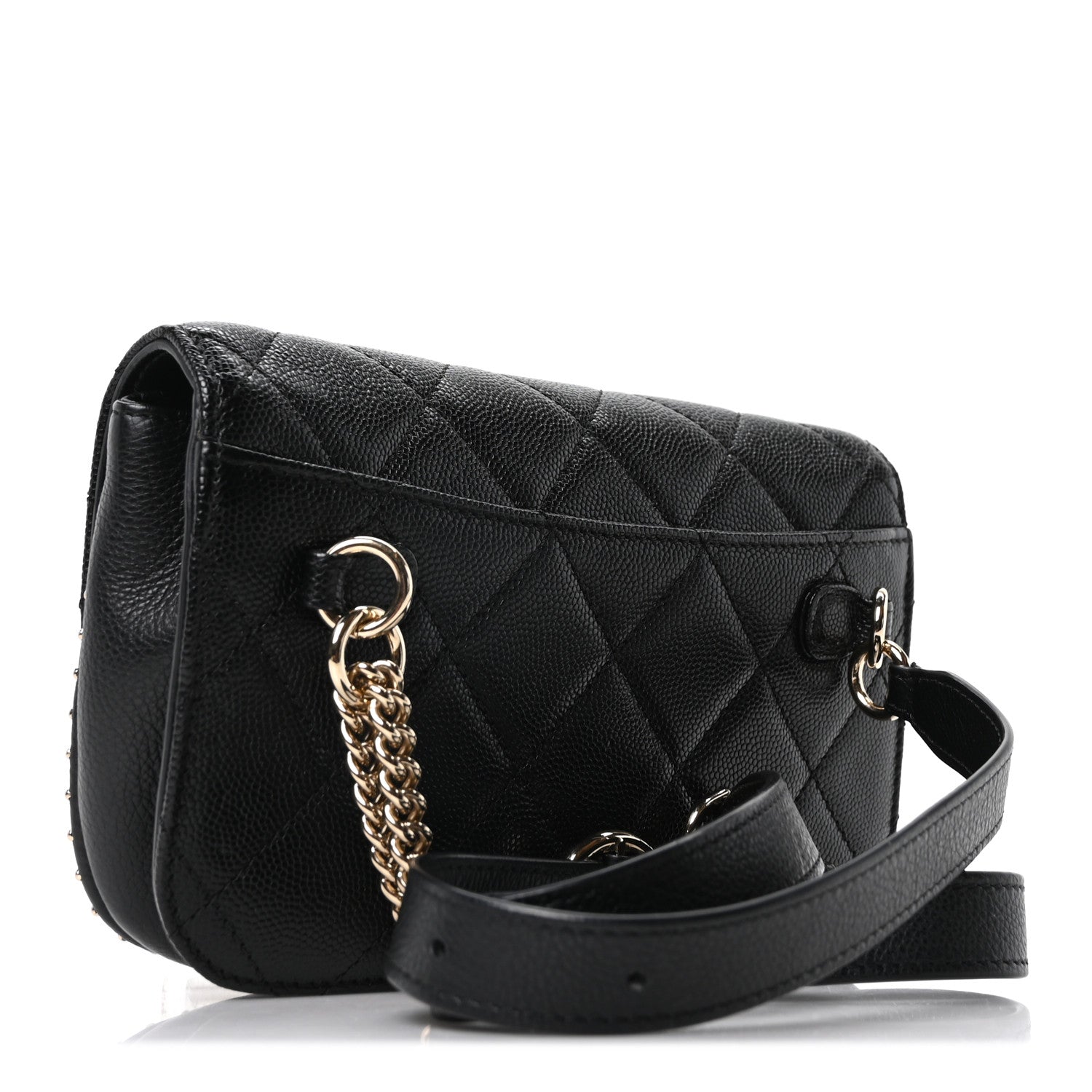 Chanel Caviar Quilted Studded Flap Waist Bag Black 3 of 10