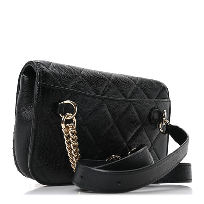 Chanel Caviar Quilted Studded Flap Waist Bag Black 3 of 10