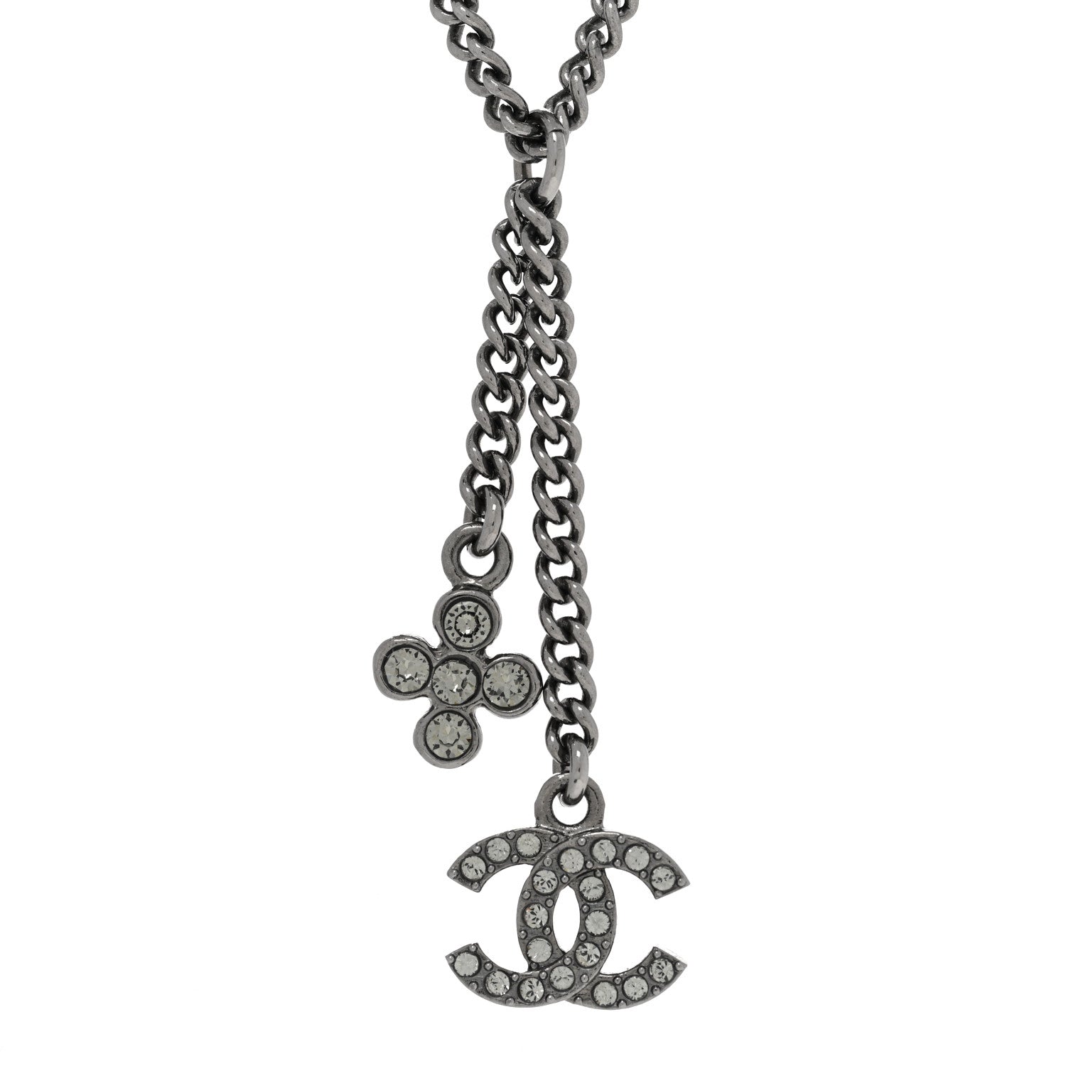 Chanel Ruthenium Crystal CC Charm Necklace 4 of 6