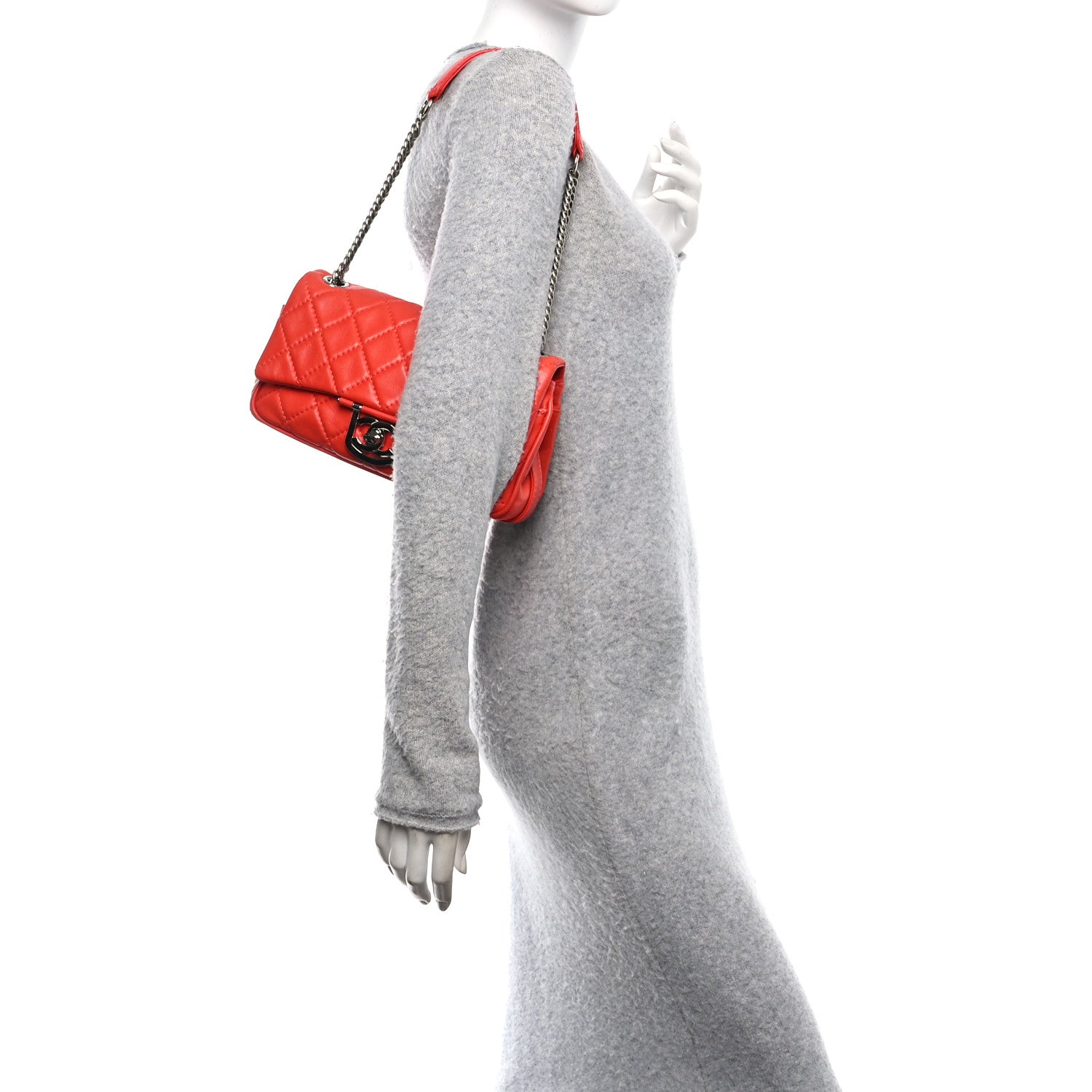 Chanel Lambskin Quilted Medium Icons Secret Label Flap Coral 2 of 12