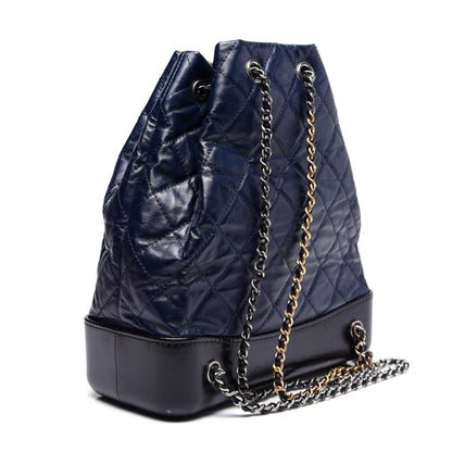Chanel Aged Calfskin Quilted Gabrielle Backpack Navy Black 2 of 12