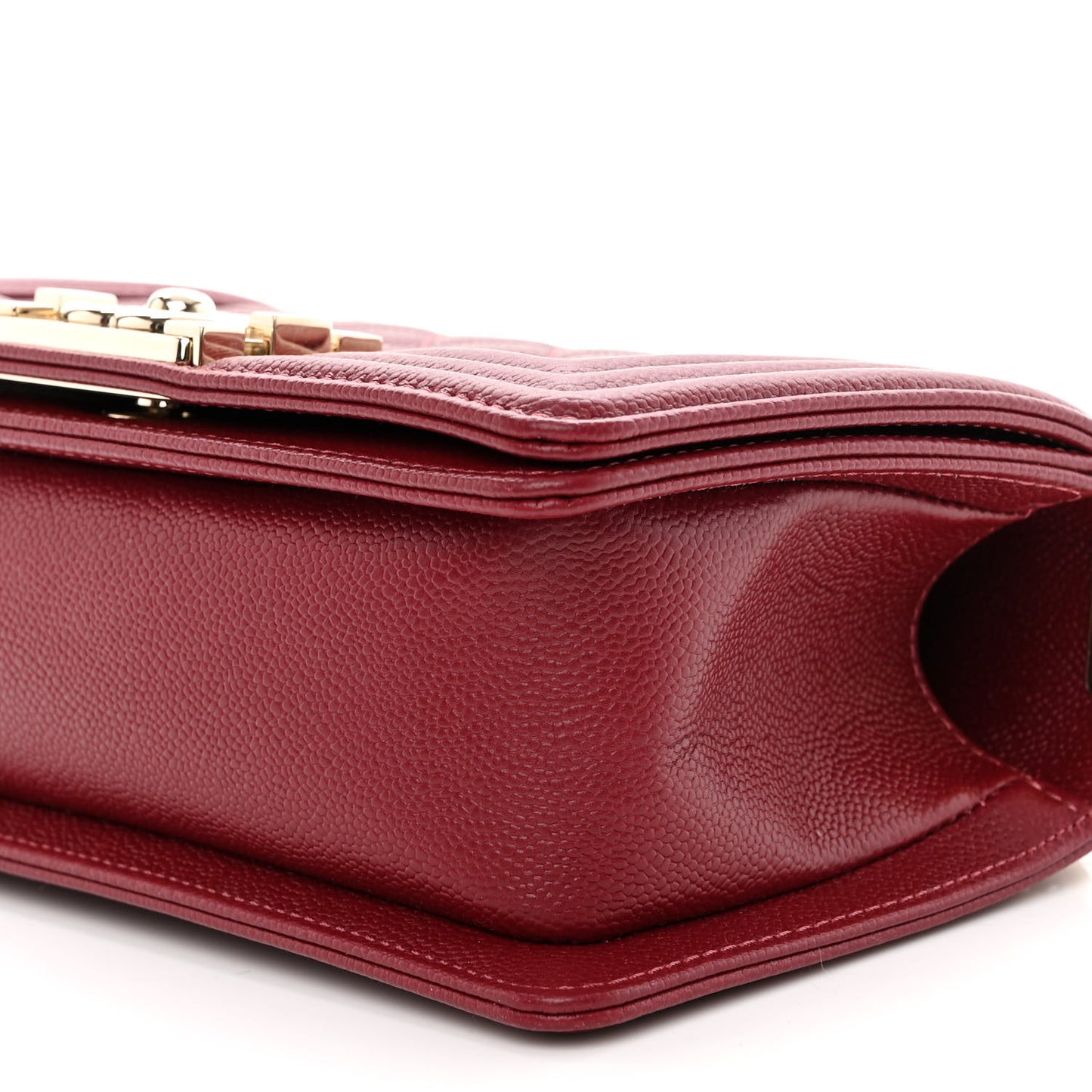 Caviar Quilted Small Boy Flap Burgundy