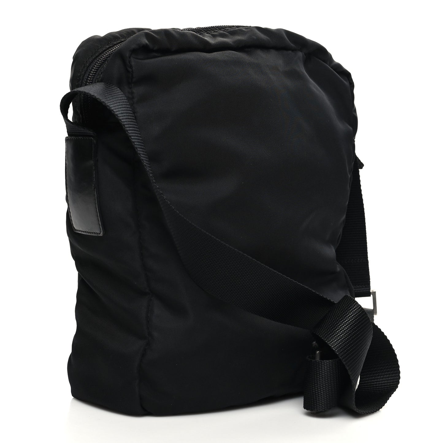Nylon Flat Messenger Bag Black