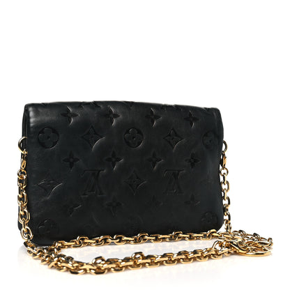 Louis Vuitton Lambskin Embossed Monogram Pochette Coussin Black 3 of 10