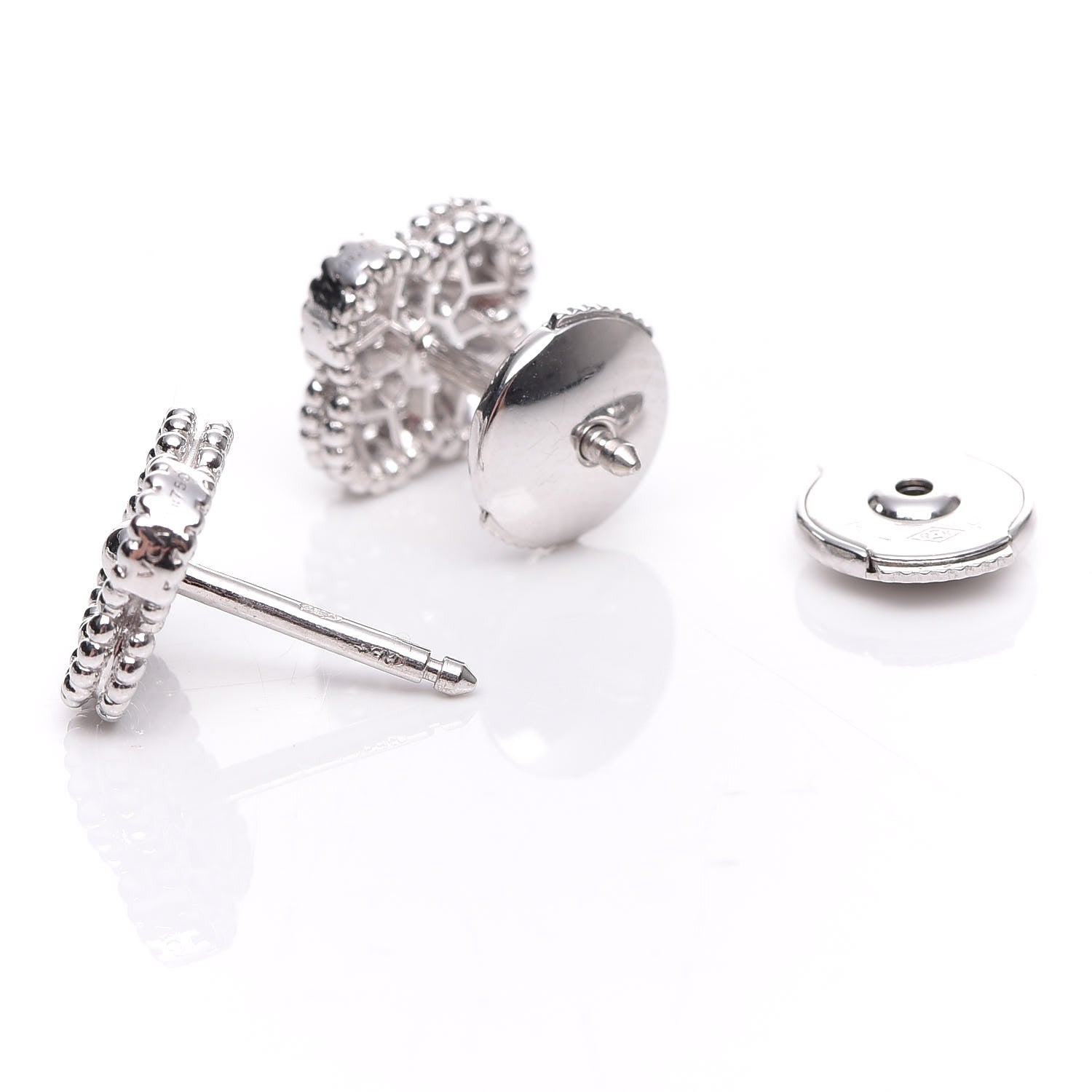 Van Cleef & Arpels 18K White Gold Diamond Sweet Alhambra Earrings 4 of 4