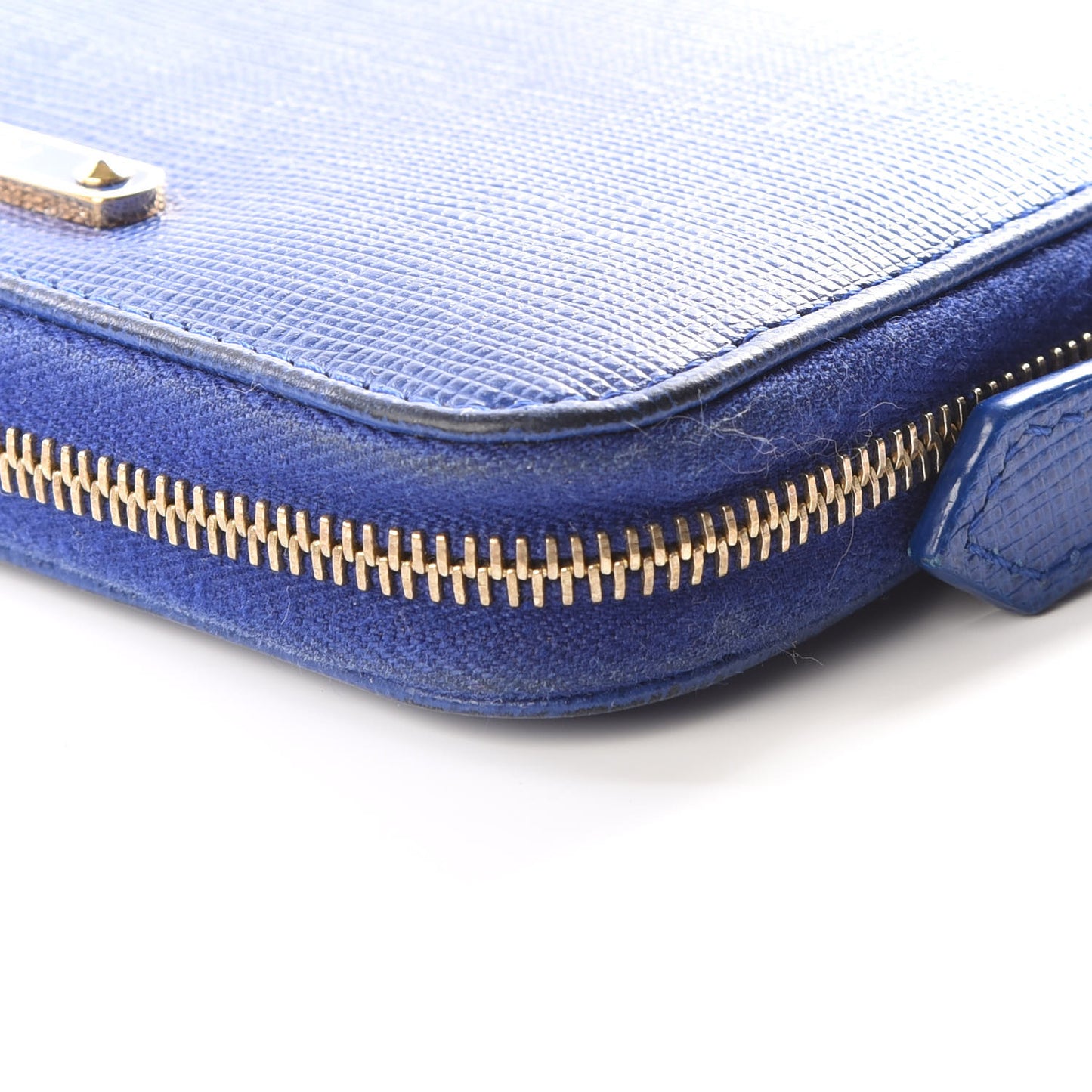 Vitello Elite Bi-Color Mini Zip Around Wallet Blue Neon Plaster