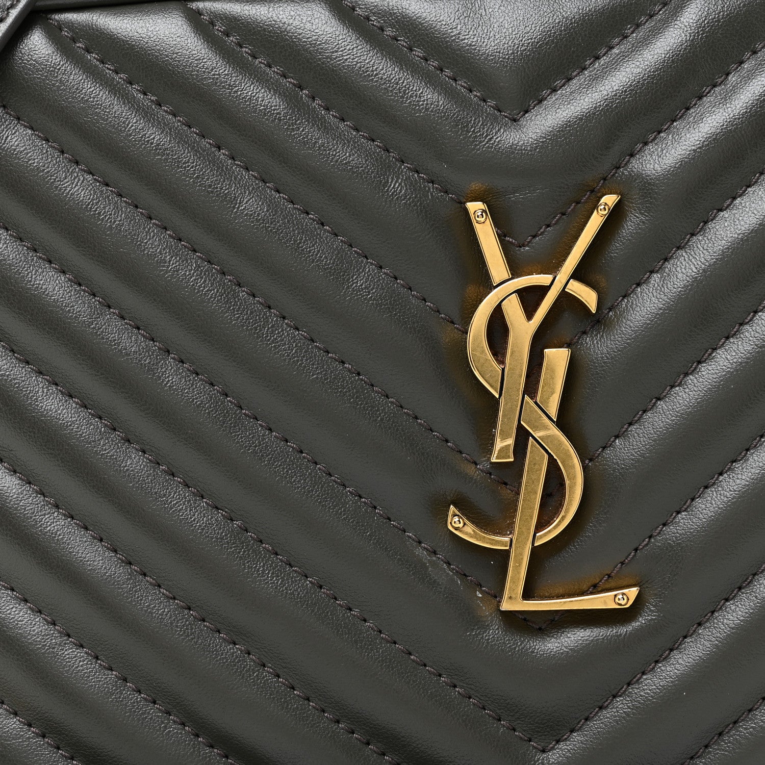Saint Laurent Calfskin Matelasse Monogram Lou Camera Bag Military Olive 7 of 15