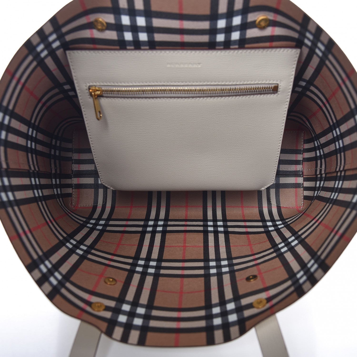 Burberry Calfskin Crest Embossed Small Tote Limestone 5 of 8