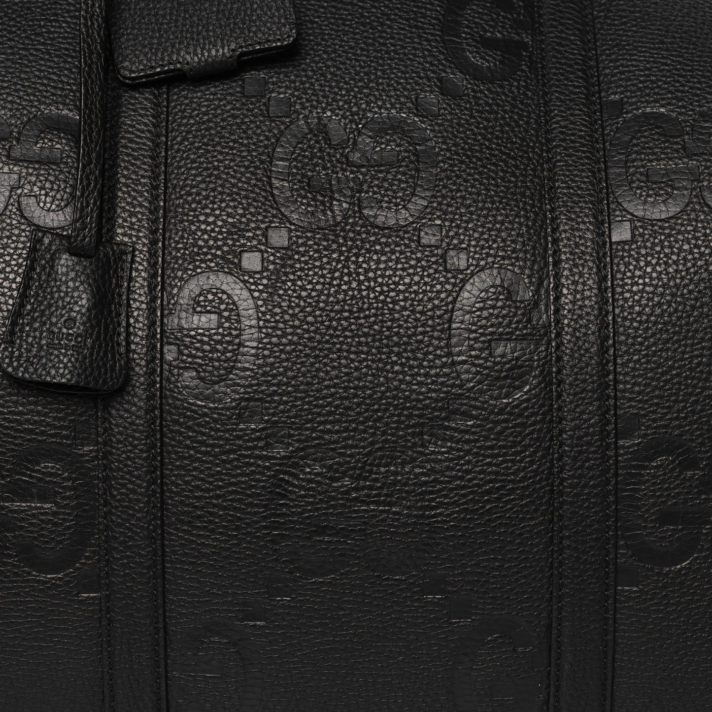 Piuma Calfskin Jumbo GG Embossed Large Duffle Bag Black