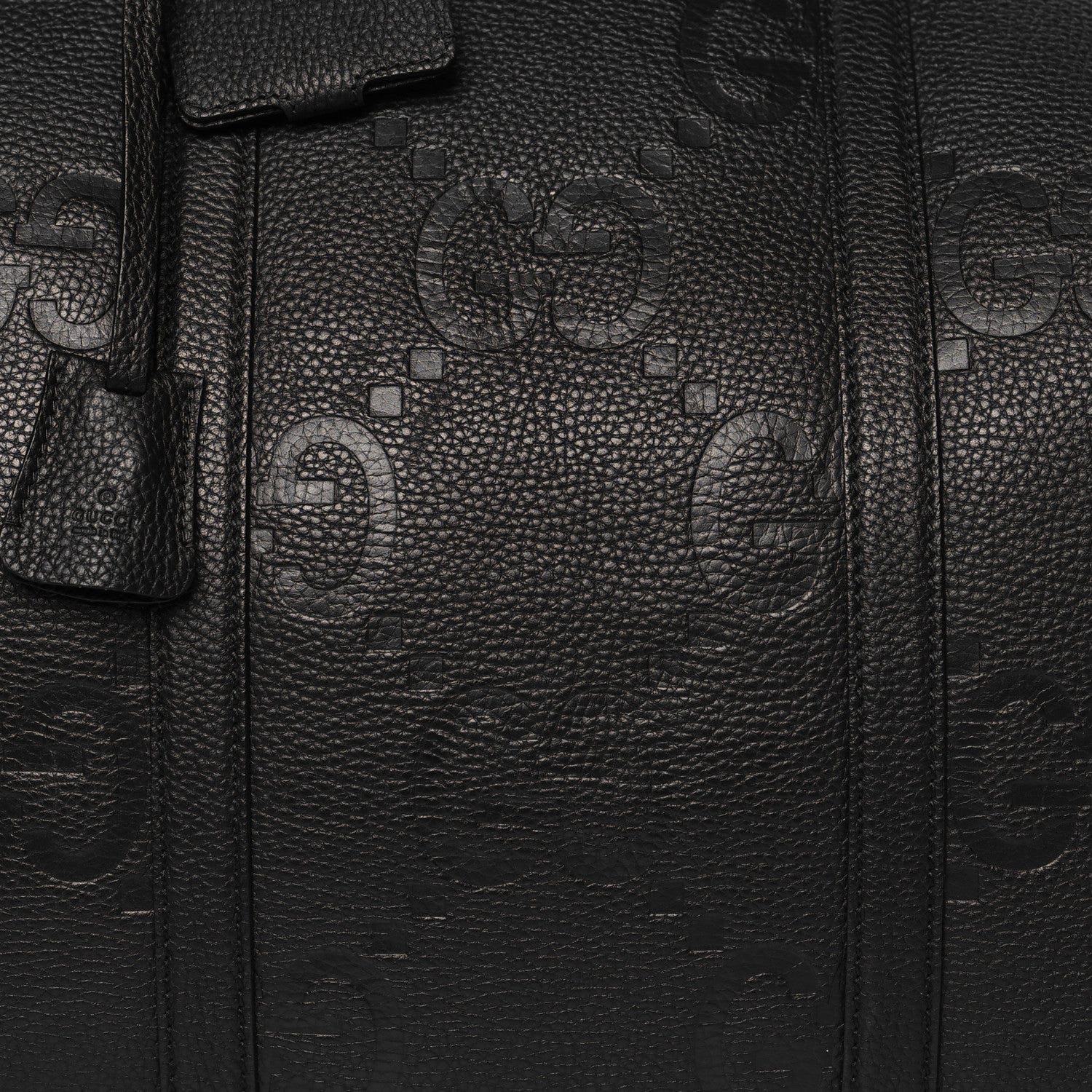 Gucci Piuma Calfskin Jumbo GG Embossed Large Duffle Bag Black 7 of 12
