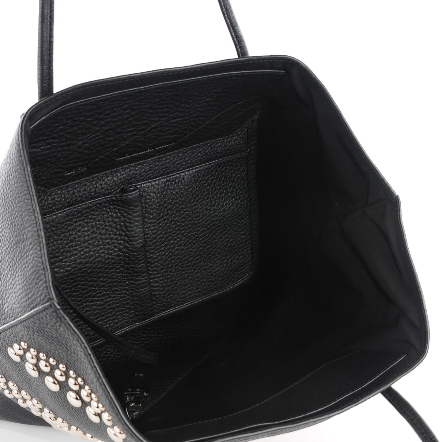 Pebbled Calfskin Studded Prisma Tote Black
