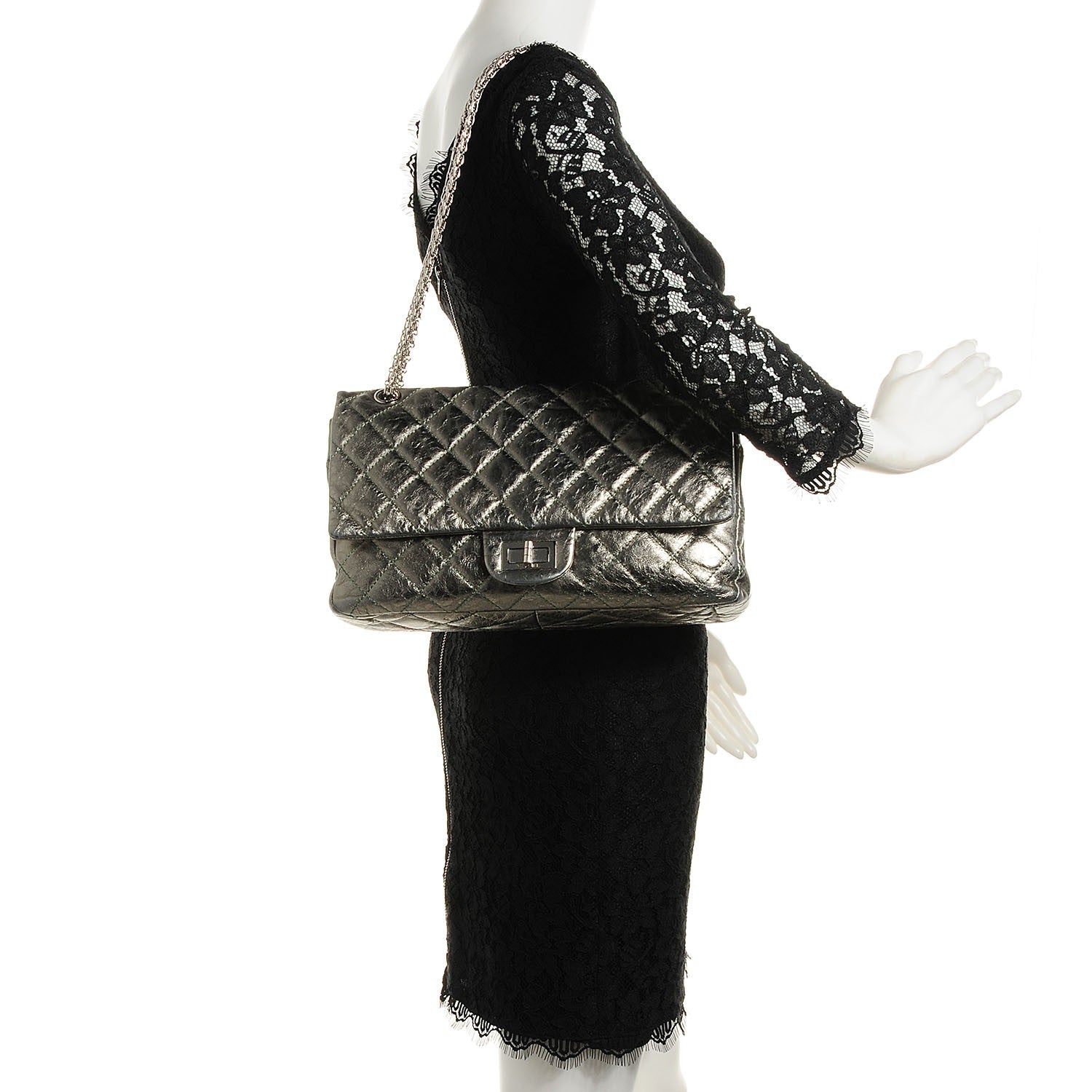 Chanel Metallic Aged Calfskin Quilted 2.55 Reissue 227 Flap Silver 2 of 7