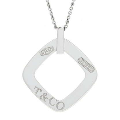 Tiffany Sterling Silver 1837 Open Square Pendant Necklace 4 of 5
