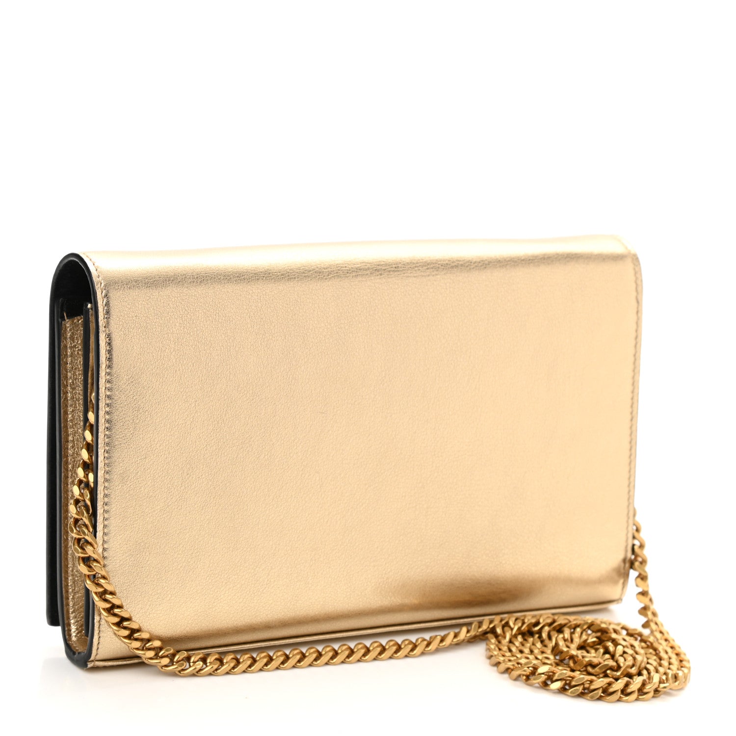 Saint Laurent Metallic Calfskin Medium Classic Monogram Kate Satchel Gold 3 of 10