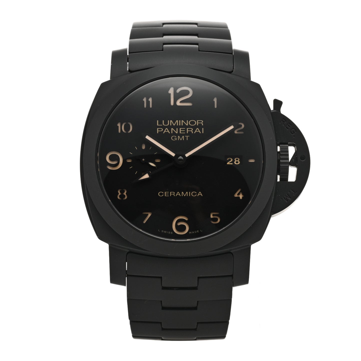 Titanium Ceramic 44mm Luminor Marina 1950 3 Days GMT Tuttonero Automatic Watch Black PAM00438
