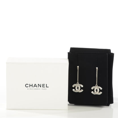 Chanel Baguette Crystal CC Dangle Earrings Silver 4 of 5