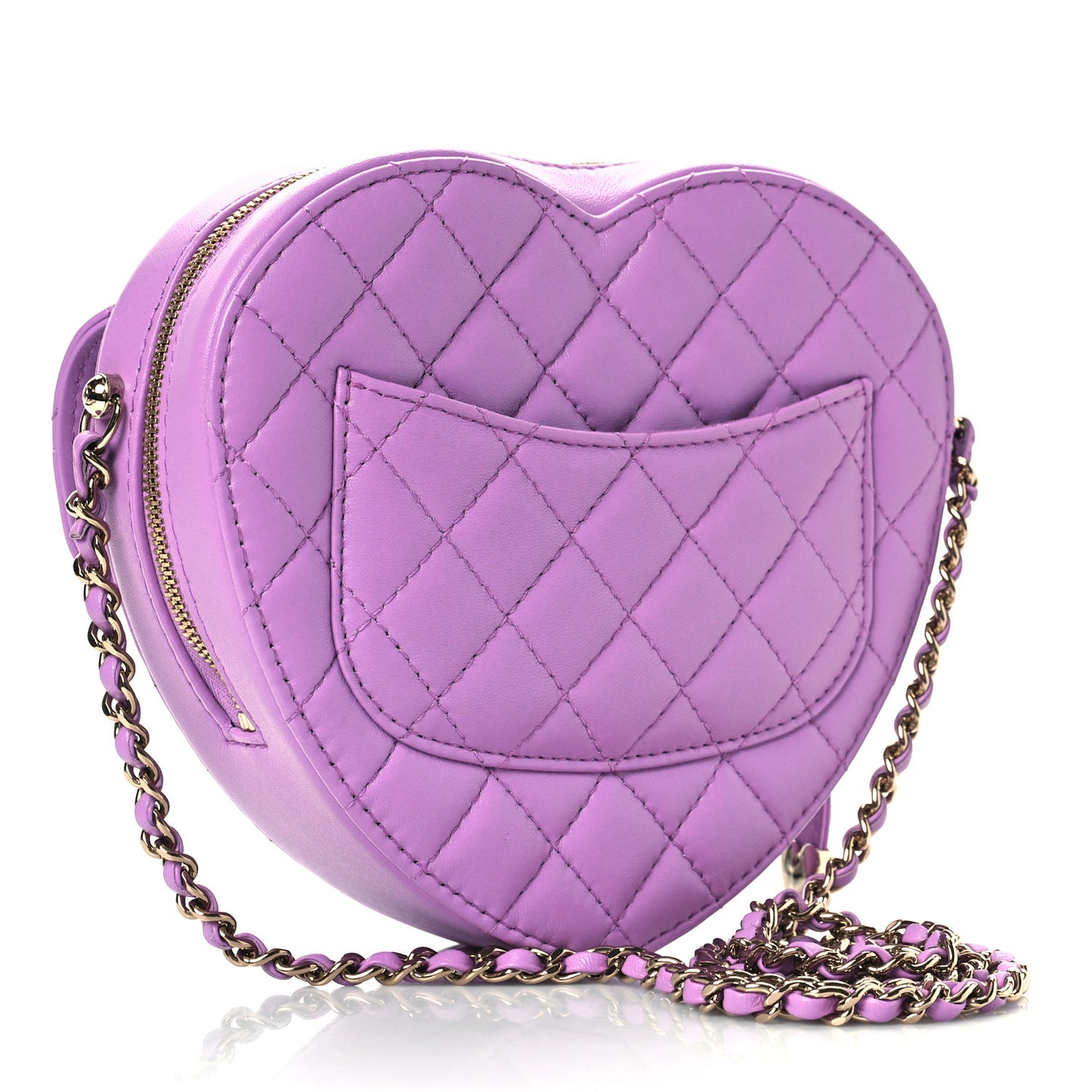 Lambskin Quilted CC In Love Heart Bag Purple