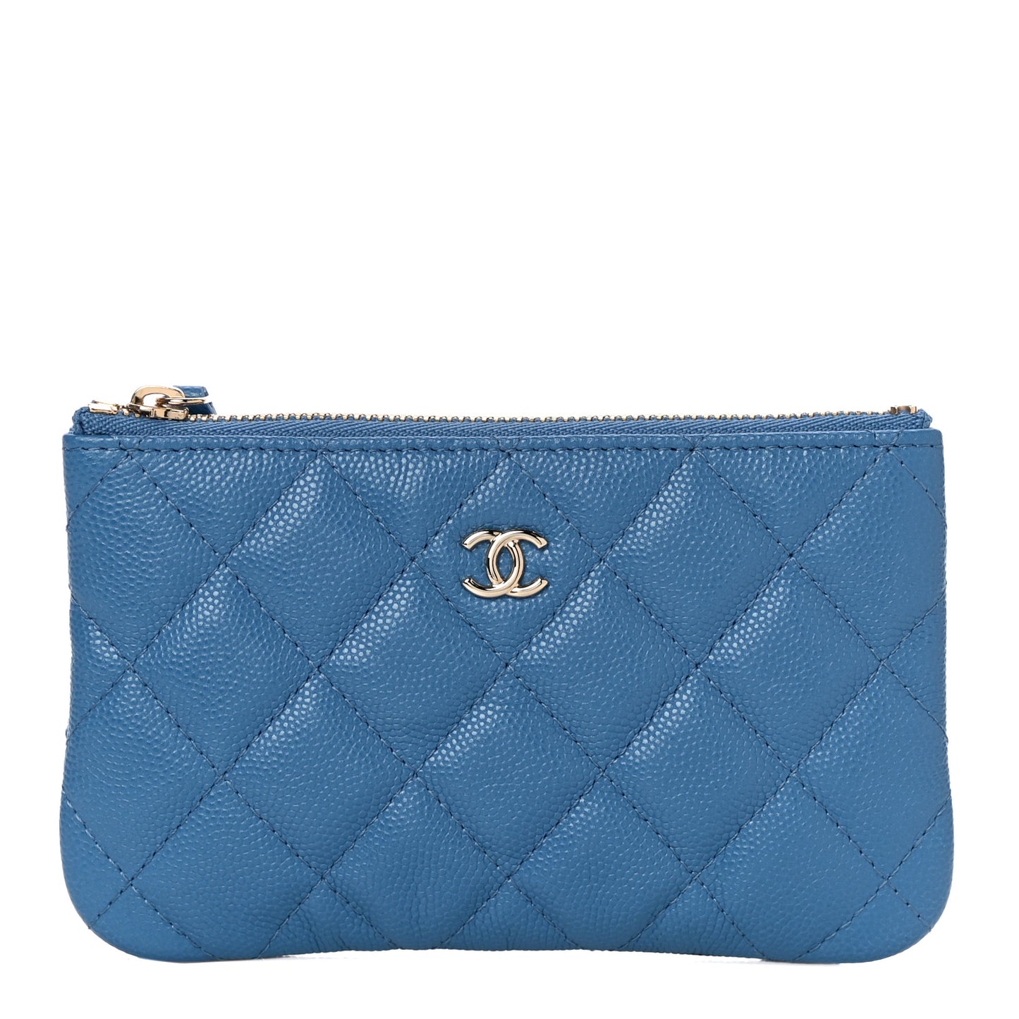 Caviar Quilted Small Cosmetic Case Blue