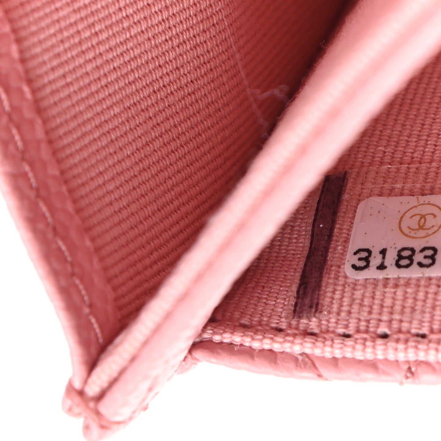 Caviar Quilted Flap Card Holder Wallet Pink