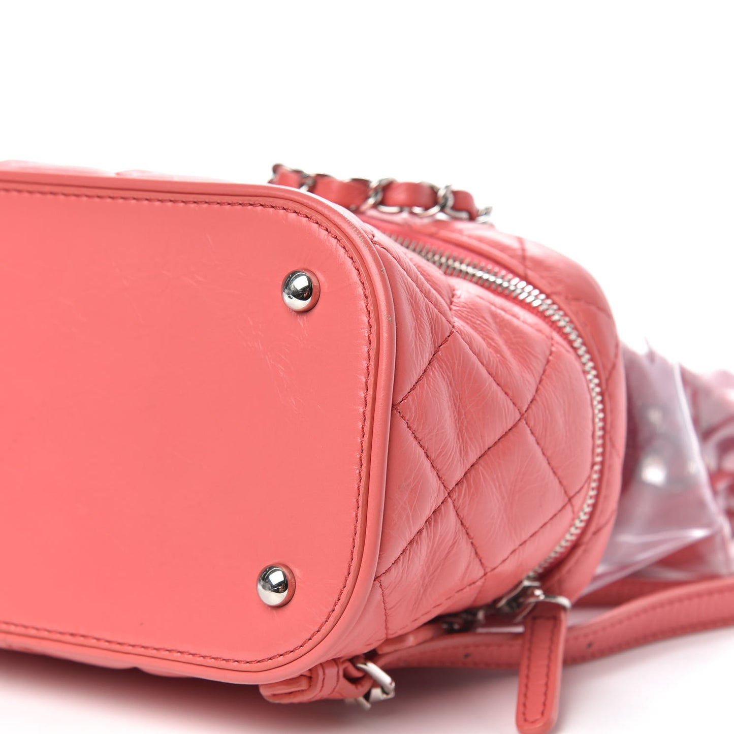 Crumpled Calfskin PVC Quilted Backpack Pink