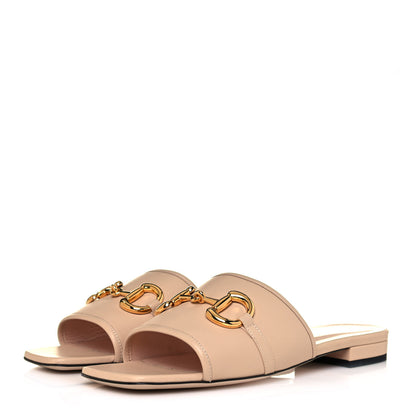 Gucci Nappa Horsebit Flat Slide Sandals 38.5 Skin Rose 3 of 10
