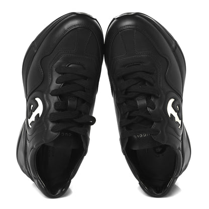 Gucci Dali Soft Calfskin Cut Out Interlocking G Womens Rhyton Sneakers 37.5 Black Ivoire 3 of 10