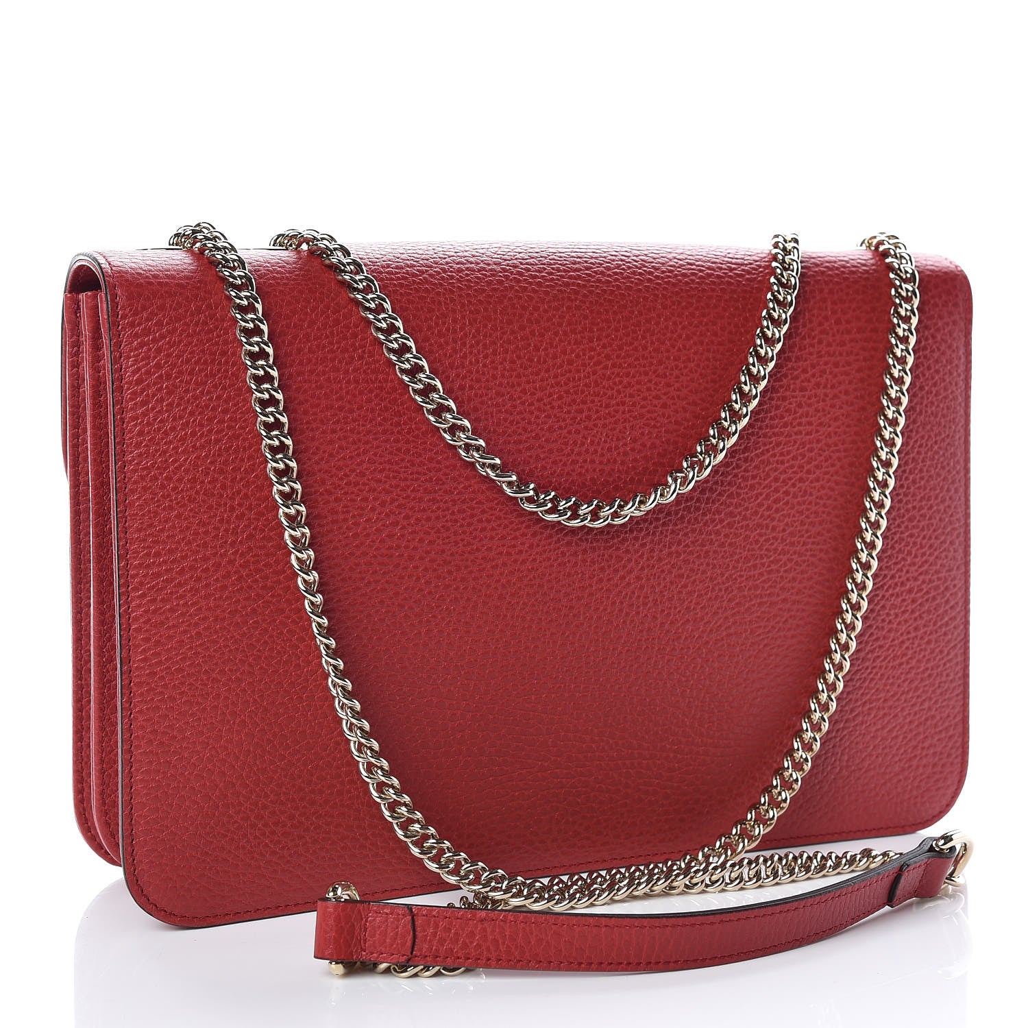Gucci Dollar Calfskin Interlocking G Shoulder Bag Red 4 of 10