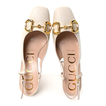 Gucci Nappa Horsebit Platform 35/120mm Slingback Pumps 36 New Mystic White 2 of 8