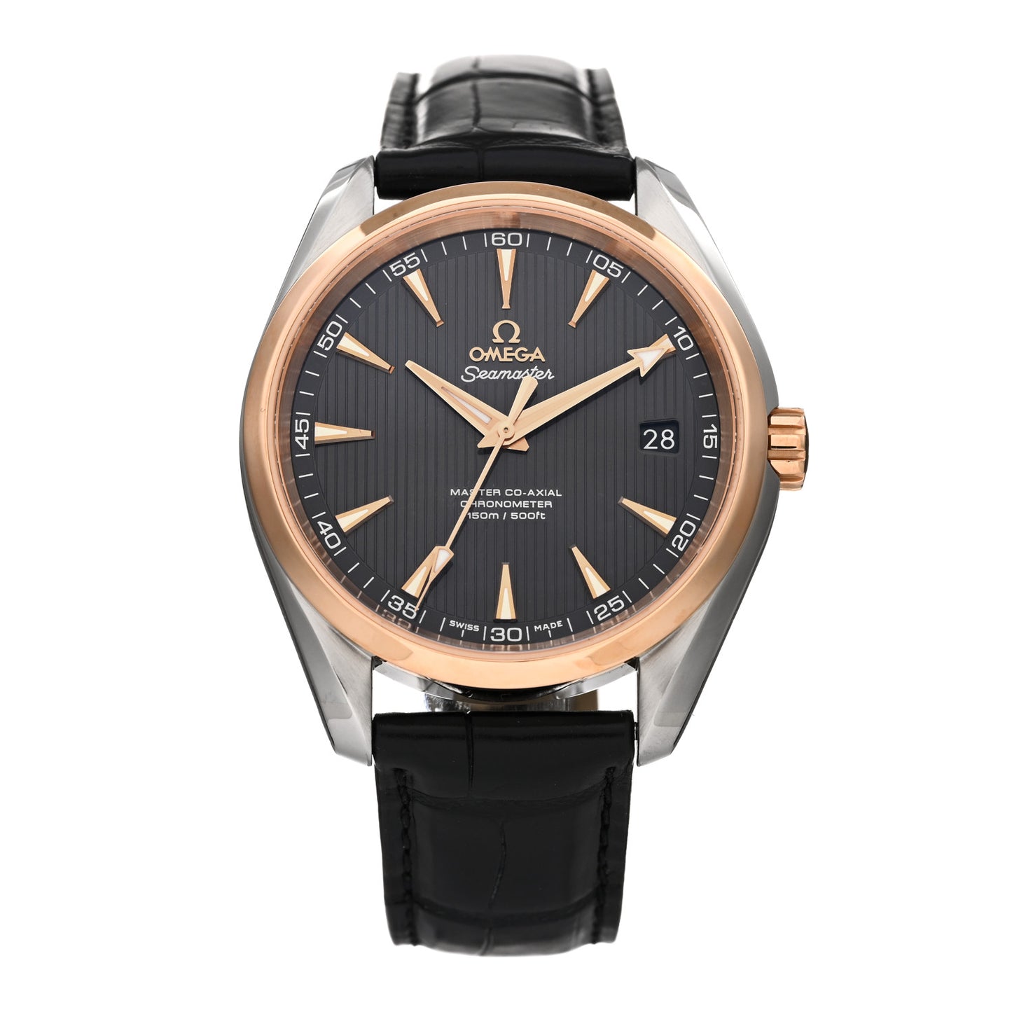 Stainless Steel 18K Red Gold Alligator 41.5mm Seamaster Aqua Terra 150M Automatic Watch Grey 231.23.39.21.06.001