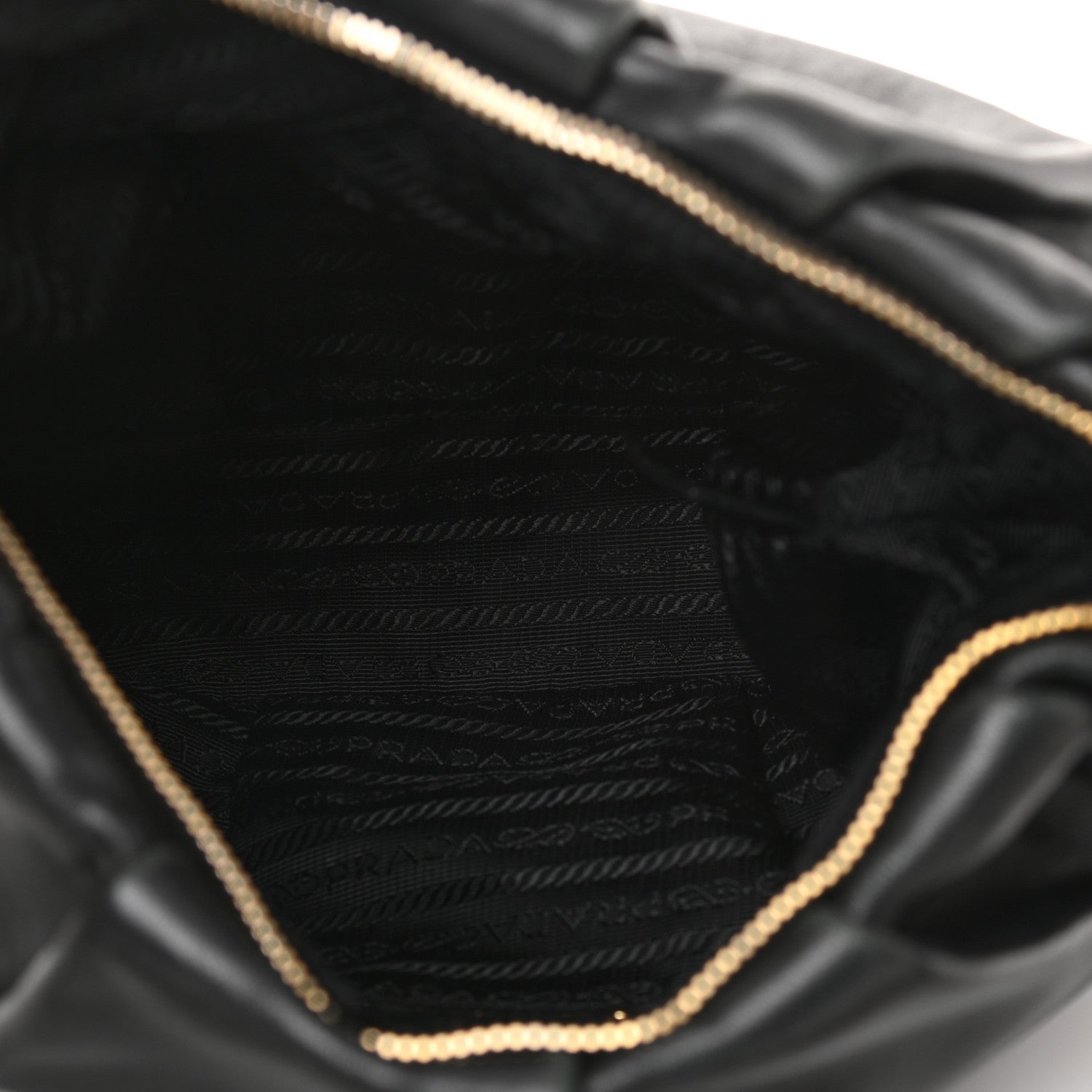 Prada Soft Calf Pleated Hobo Black 4 of 12