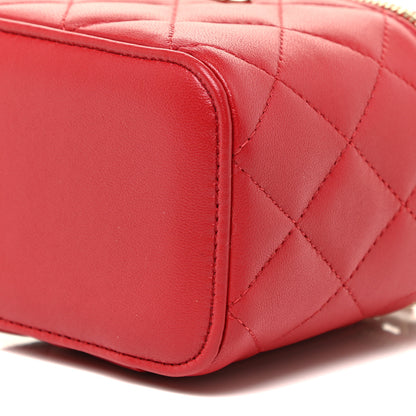 Chanel Lambskin Quilted Top Handle Mini Vanity Case With Chain Red 10 of 11