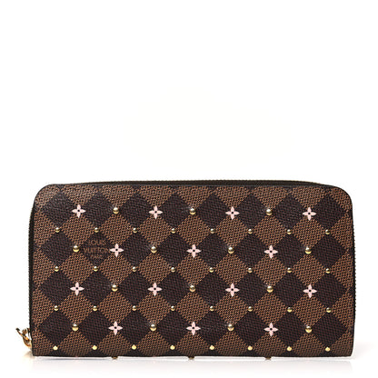 Louis Vuitton Damier Ebene Studded Zippy Wallet Rose Ballerine 1 of 7