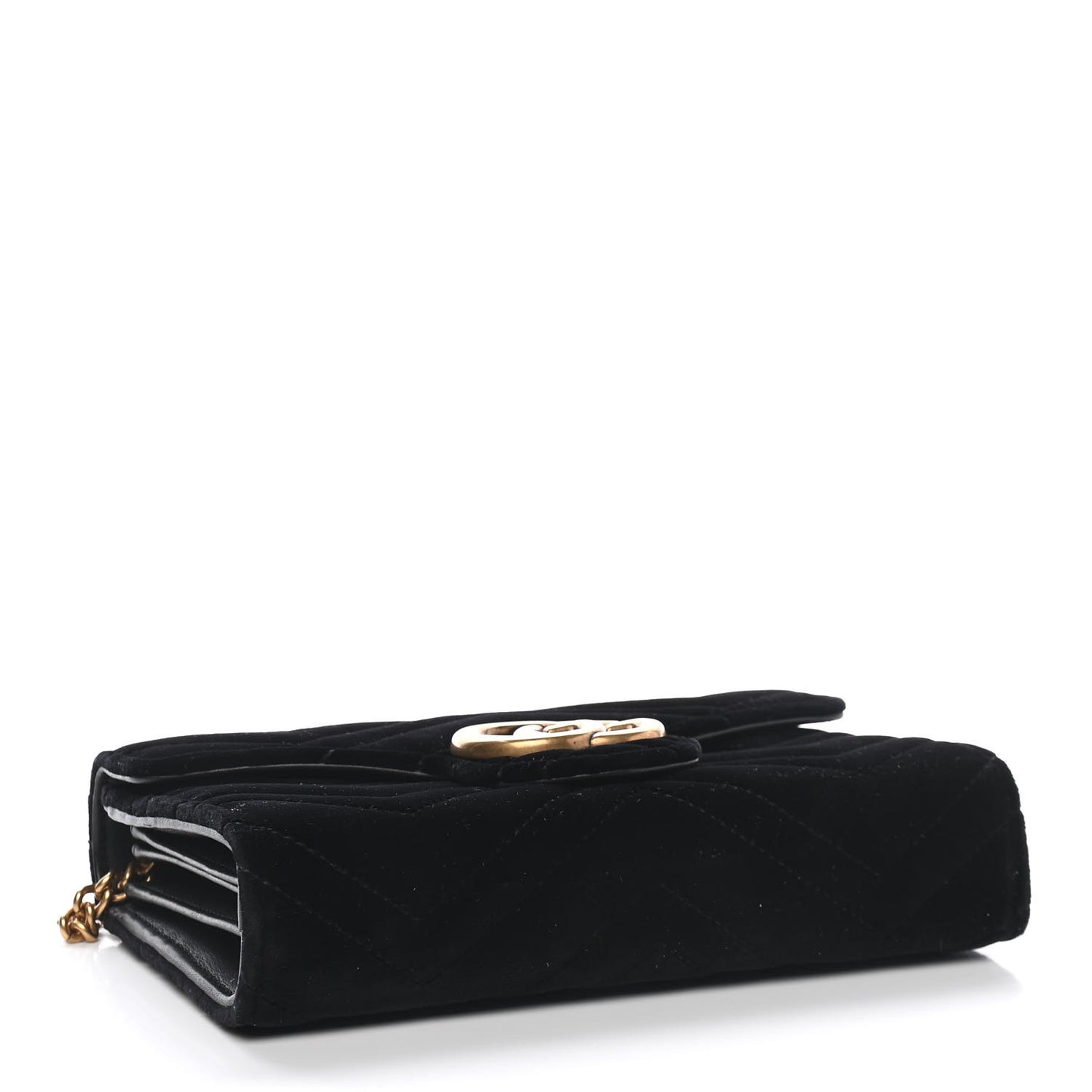 Velvet Matelasse GG Marmont Chain Wallet Black