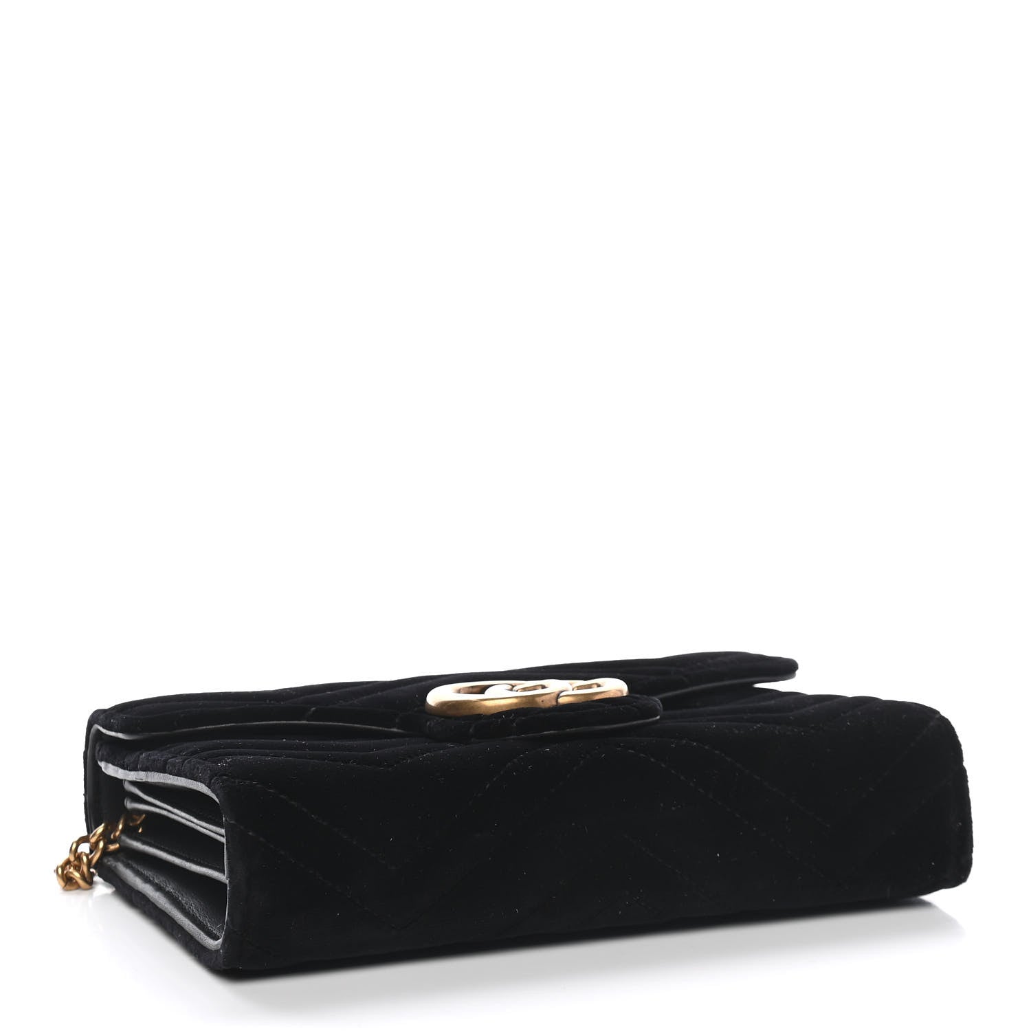 Gucci Velvet Matelasse GG Marmont Chain Wallet Black 4 of 9