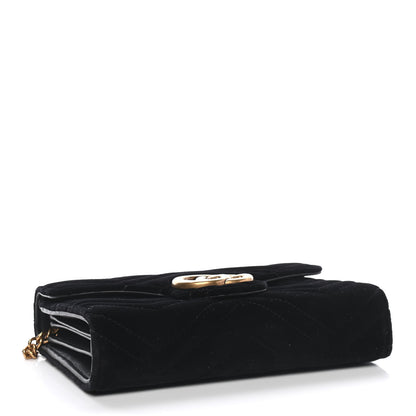 Gucci Velvet Matelasse GG Marmont Chain Wallet Black 4 of 9