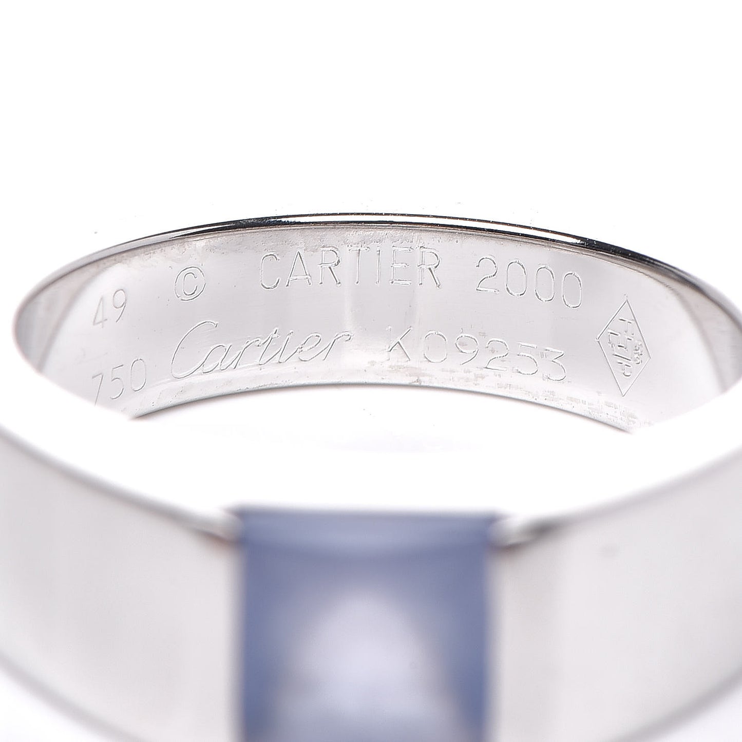 18K White Gold Chalcedony Tank Ring 49 5