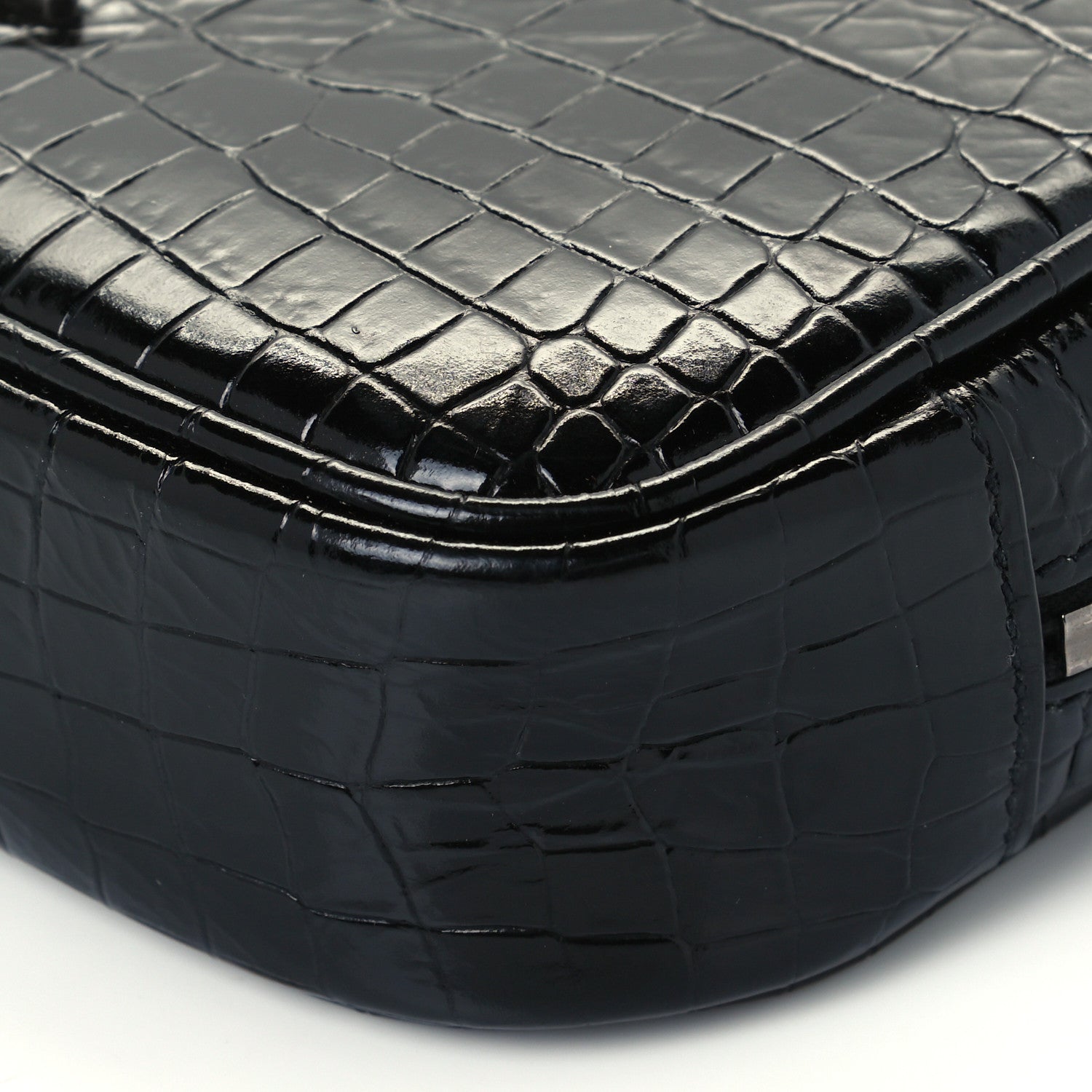 Saint Laurent Calfskin Crocodile Embossed Monogram Mini Lou Camera Bag Black 10 of 11