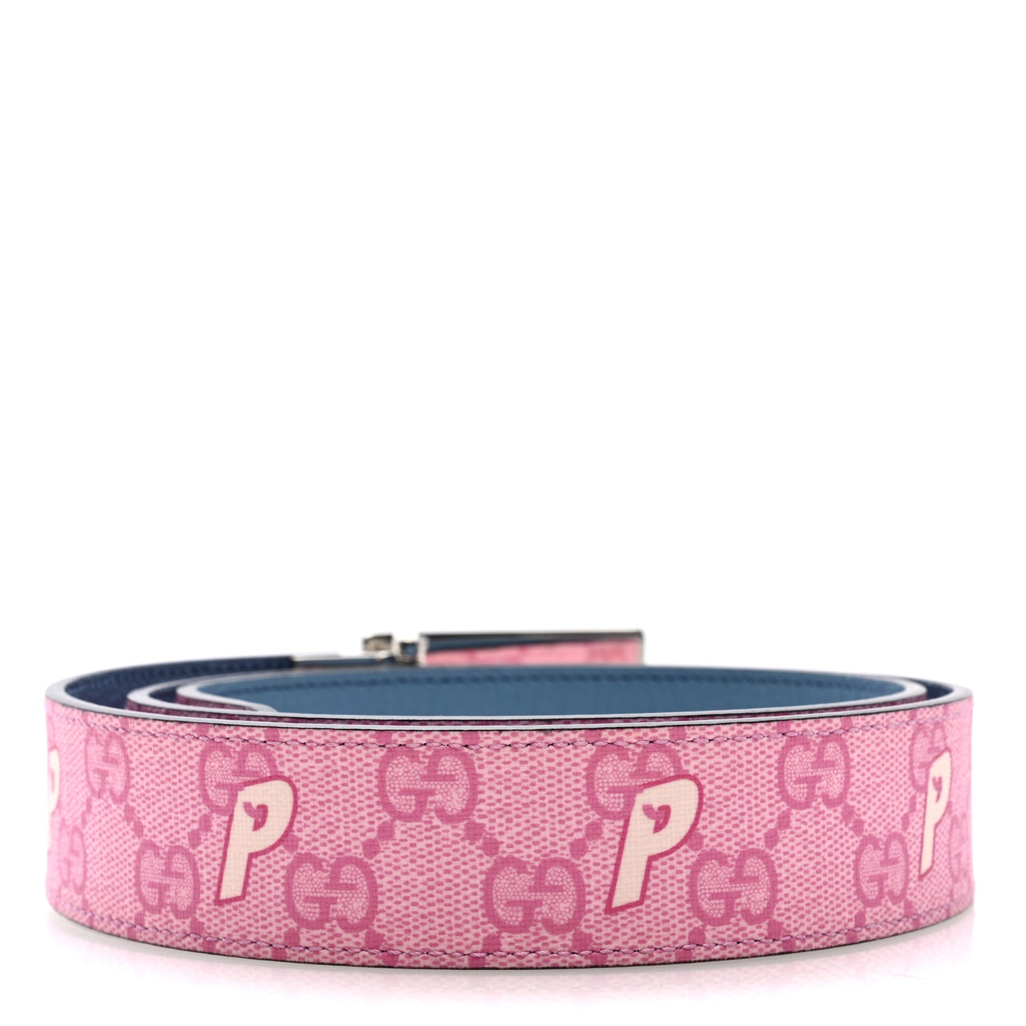 X PALACE GG Supreme Monogram Palace Textured Dollar Calfskin Square G Reversible Belt 90 36 Pink Pale Rose Palace Pale Blue