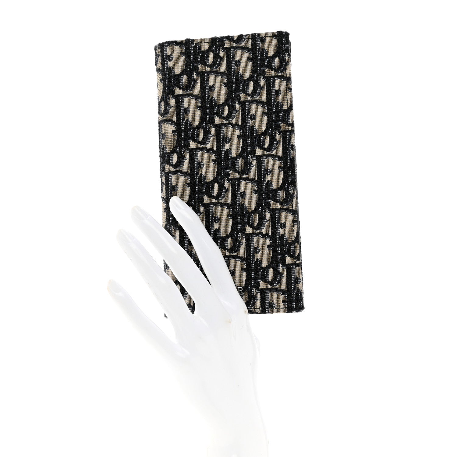 Christian Dior Oblique Vertical Wallet Beige Black 2 of 7