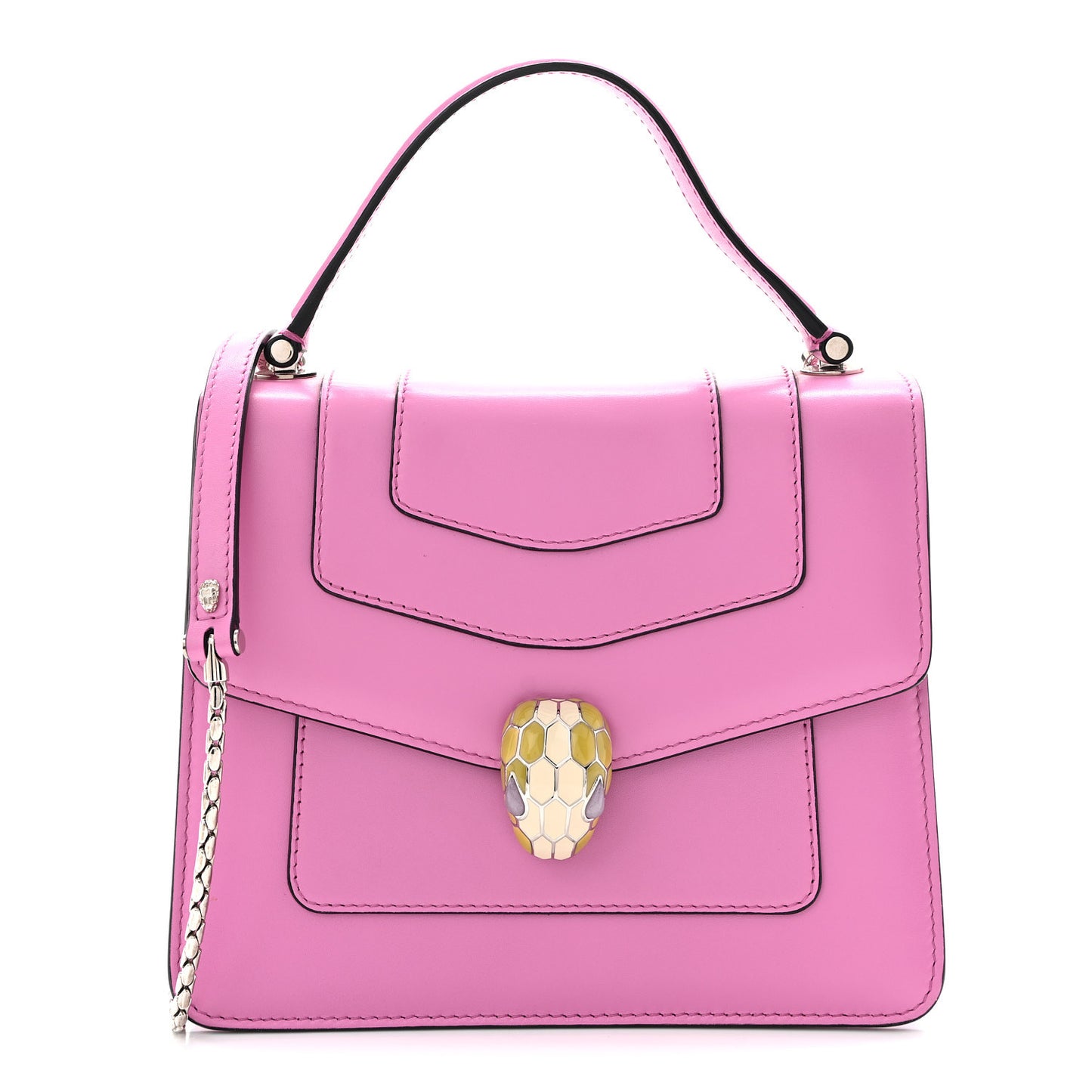 Calfskin Serpenti Forever Top Handle Pink
