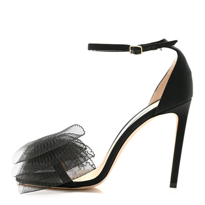 Jimmy Choo Grosgrain Aveline Bow 100 Sandals 40 Black 1 of 8