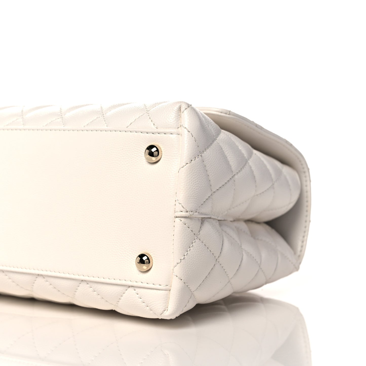 Caviar Quilted Small Coco Handle Flap White