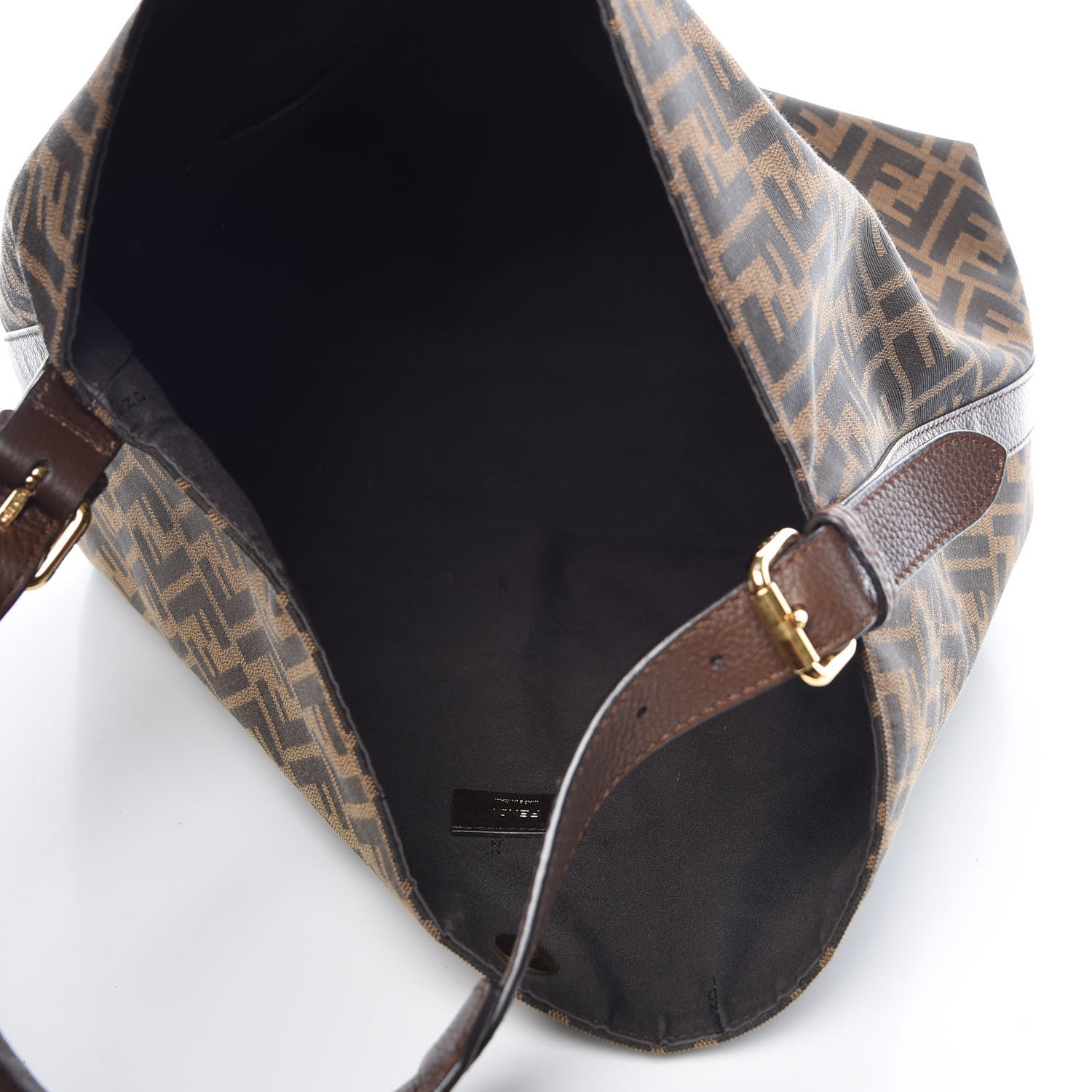Fendi Zucca Vitello Artic Large Hobo Tobacco Castagna 5 of 10