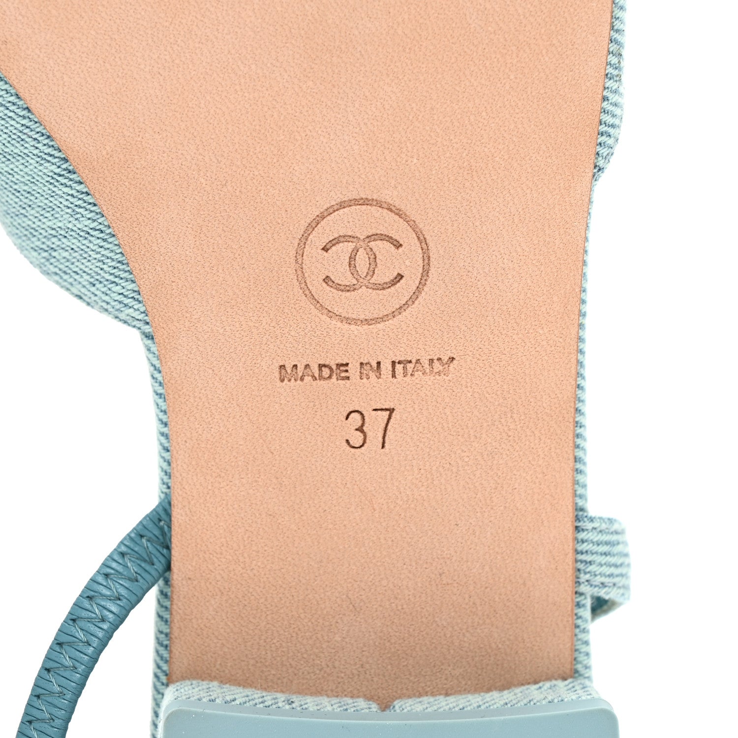 Chanel Denim Cap Toe CC Slingback Flats 37 Blue 7 of 9