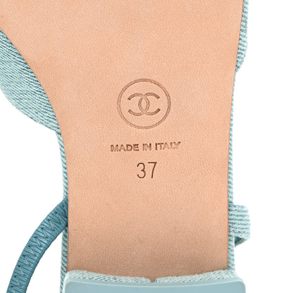 Chanel Denim Cap Toe CC Slingback Flats 37 Blue 7 of 9
