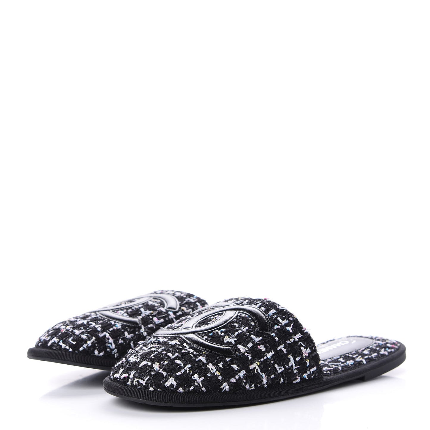 Tweed CC Flat Mules S Black