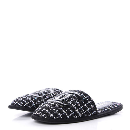 Chanel Tweed CC Flat Mules S Black 3 of 11