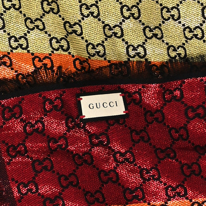 Gucci Viscose Cotton Silk Jacquard GG Monogram Shiny Summer Square Shawl Black Multicolor 3 of 3