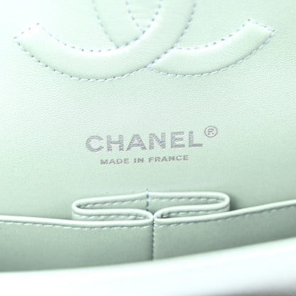 Chanel Iridescent Calfskin Quilted Medium Double Flap Light Blue 6 of 11