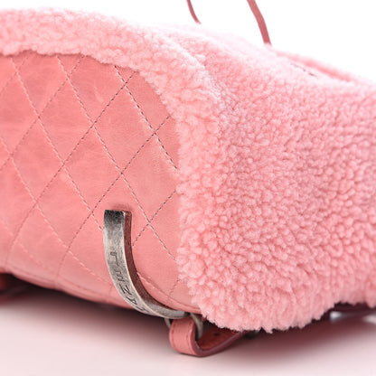 Chanel Glazed Calfskin Shearling Quilted Small Mountain Backpack Pink 11 of 13
